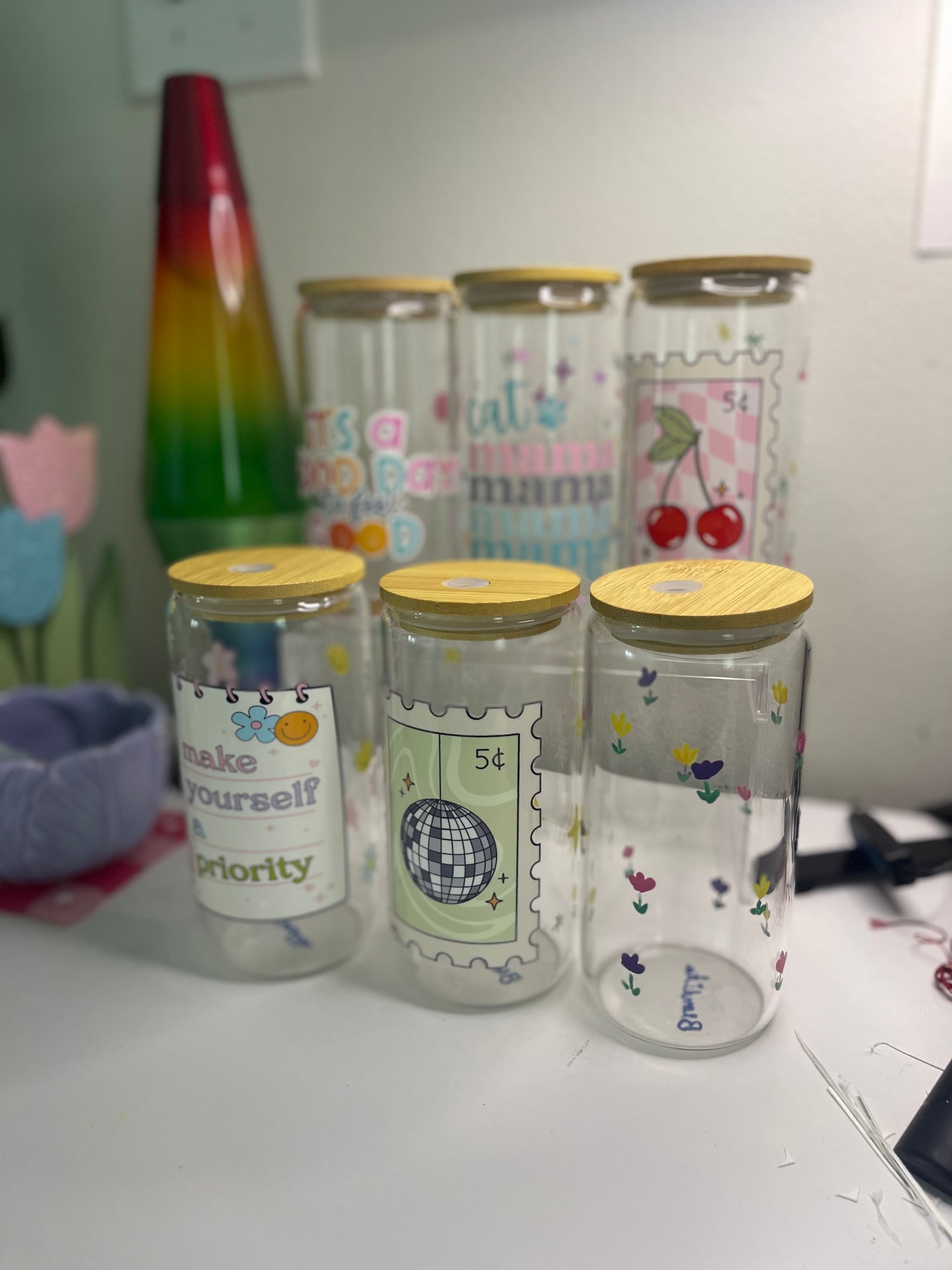 Hand-Painted Glass Tumblers