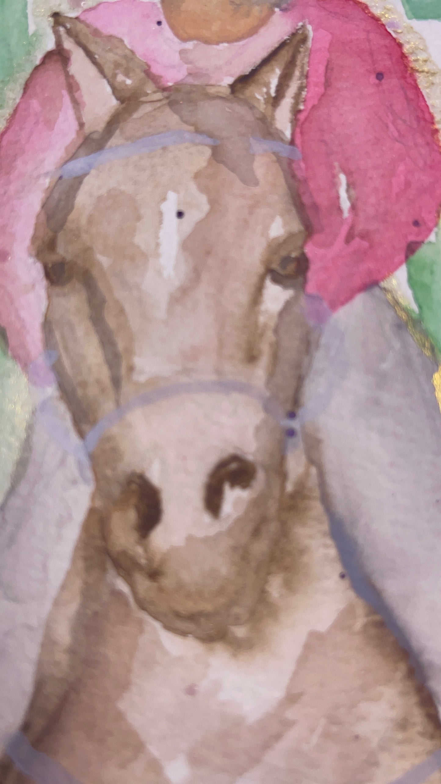 Original Watercolor Painting – Rider with Horse (9x12 in)
