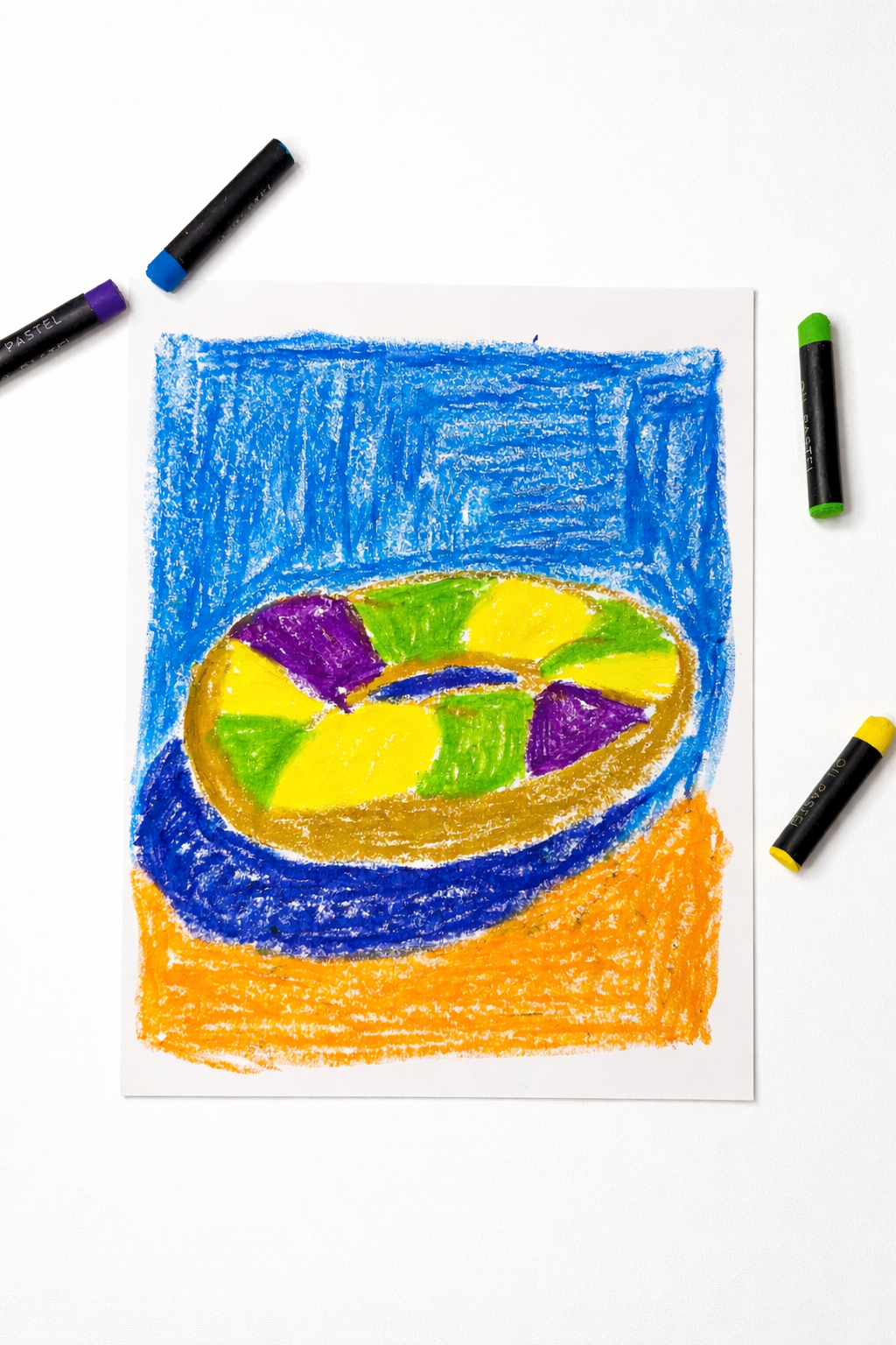 Original Oil Pastel Illustration – king Cake