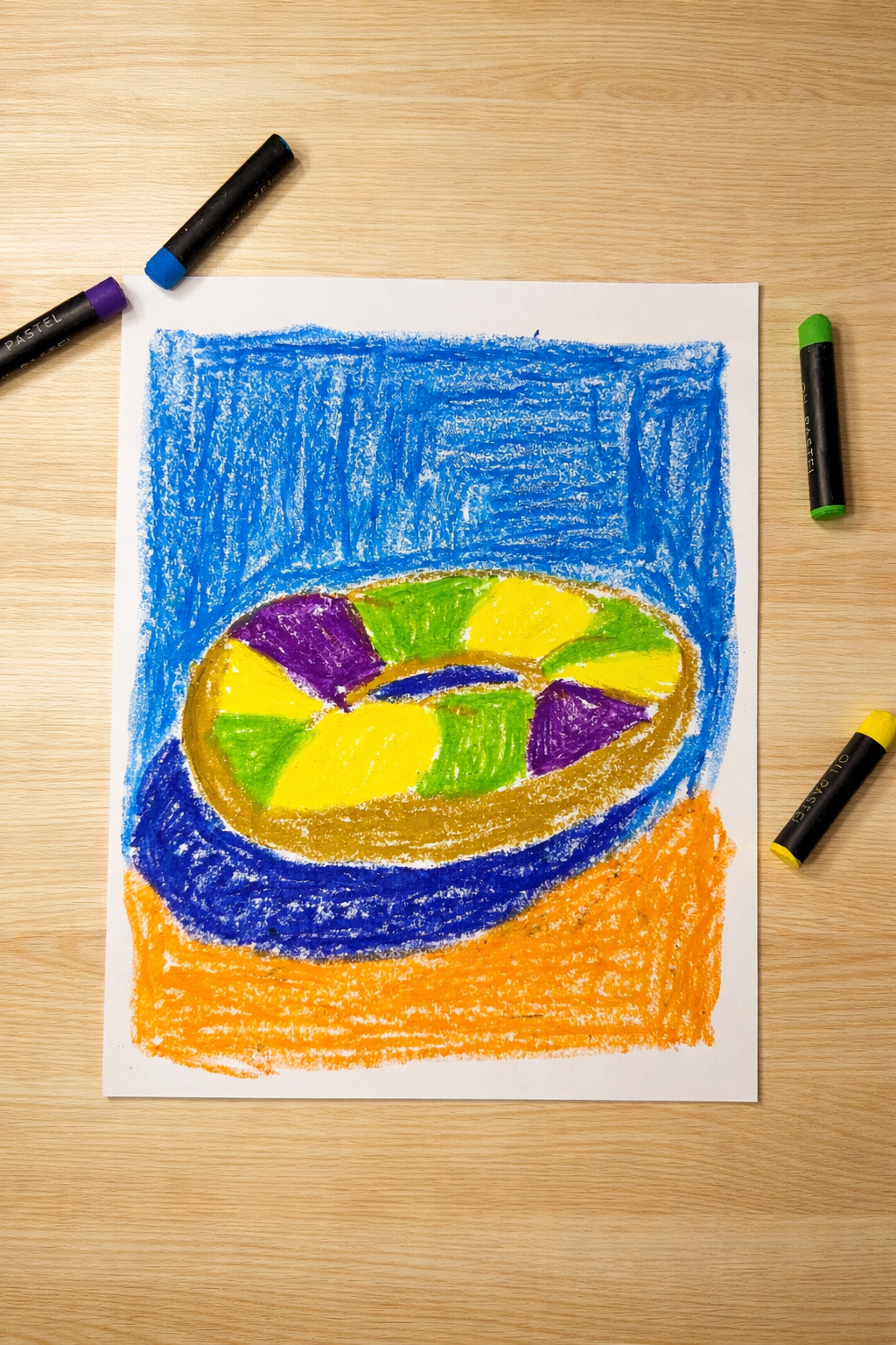 Original Oil Pastel Illustration – king Cake