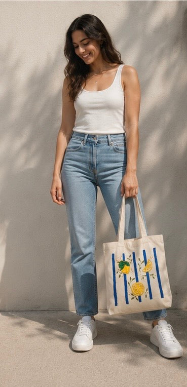 La Dolce Vita Tote Bag | One of a Kind | Hand-Painted Original